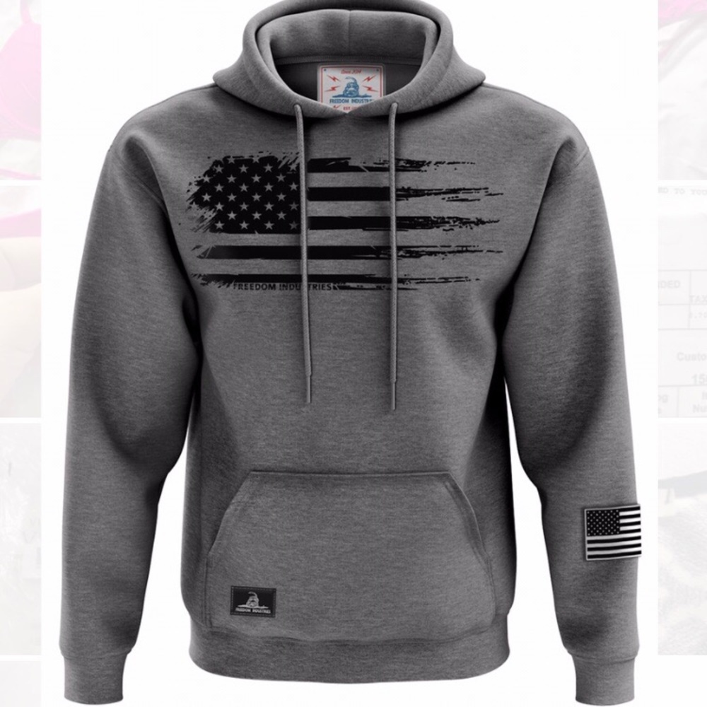 Charcoal American Flag Hoodie - Freedom Industries